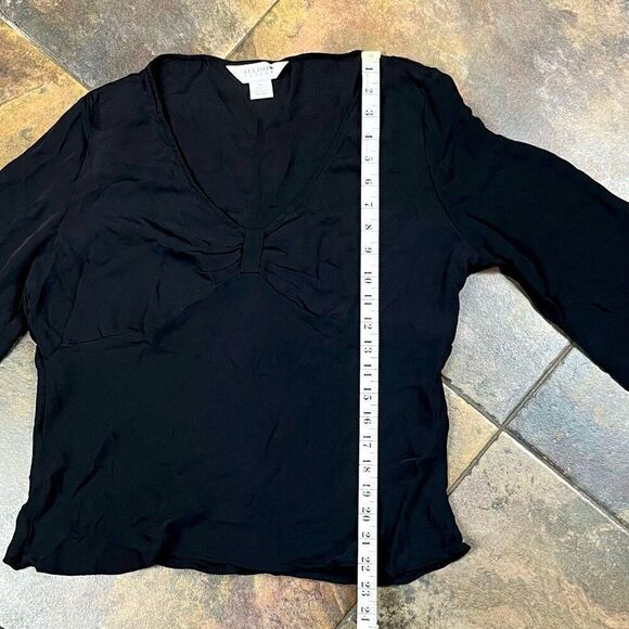 Allison Taylor Black V-neck 100% Silk Blouse XL - Picture 7 of 10